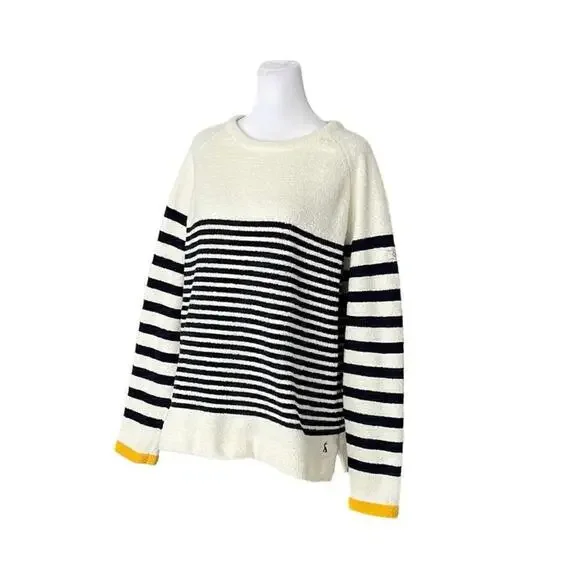 Joules Navy White Striped Seaport Chenille Crewneck Sweater Size 12 - Picture 5 of 10